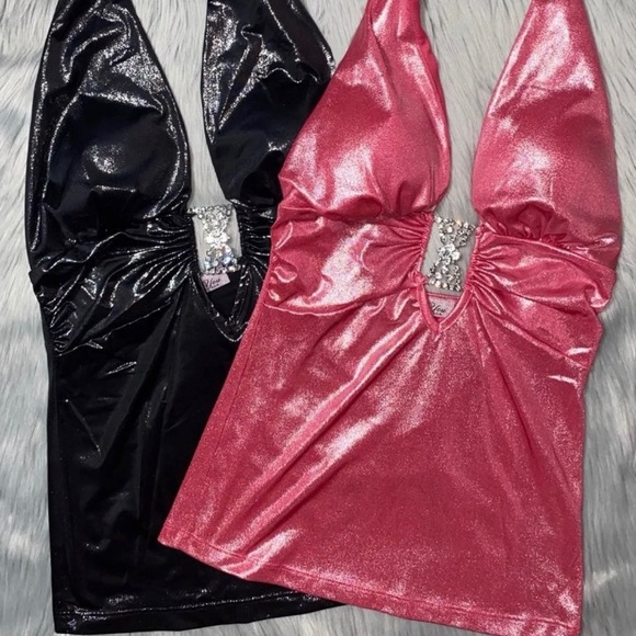 Y2K sparkly metallic halter top - Picture 4 of 4